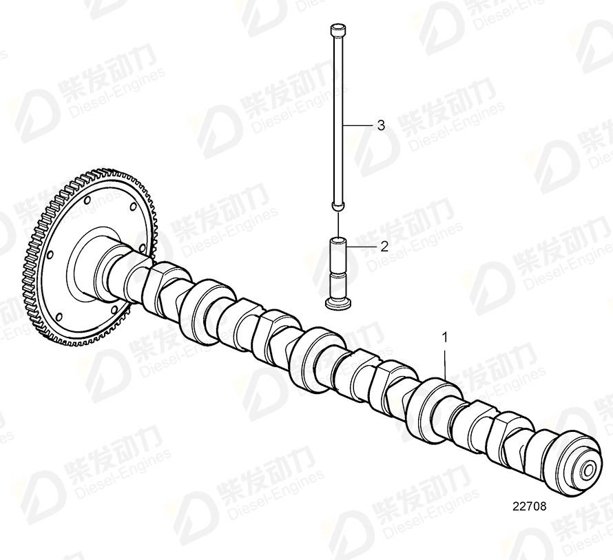 volvo penta Camshaft 20795775 Drawing